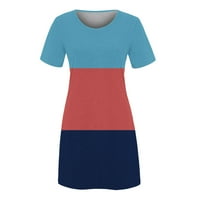 Ljetna haljina za žene mekane ugodne ljuljačke košulje haljine Colorblock Jednostavna crewneck kratki