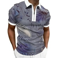 Polo majice za muškarce proljeće ljeto modni rever sa zatvaračem s kratkim rukavima tiskane majice Top
