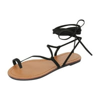 Čipkaste sandale za vezanje haljina ljetne ravne sandale za žene slatka omotača gležnjače gladijatorske