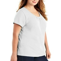 Podplug Ženska modna čvrsta boja Labavi vrhovi majica kratkih rukava plus veličine V-izrez