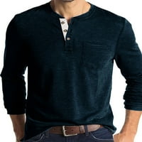 Cindysus muns majice dolje majica Henley bluza Jesen Basic TEE labav fit pulover Royal Blue M