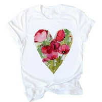 Valentinovo ljubavni heart cvjetni mekani tiskani majica kratkih rukava Top bluze