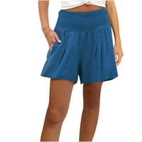 EFSTEB ljetne kratke hlače za žene Čvrsta boja elastična visoka struka Hlače za vježbanje vrećice Tordy