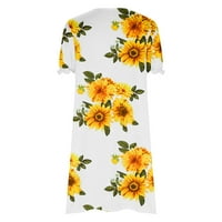 Ženska casual haljina - ljetna gradijent cvjetna haljina s kratkim rukavima s džepom haljine kratka