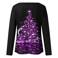 Božićne majice s dugim rukavima plus veličina Ženska moda Dugi rukav Crewneck Božićno drvce Ispiši pulover