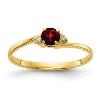 Čvrsti 14K žuti zlatni granat januar crveni dragulj dijamantskih prstena