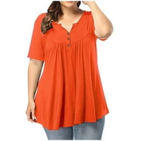 Žene ljetne vrhove Velika tanka labava čvrsta boja V-izrez kratkih rukava majica T-majice bluza 3xl