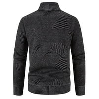Lilgiuy Muška jesen i zimski štand džemper na ovratniku Ležerne prilike fleece tamno siva pada moda