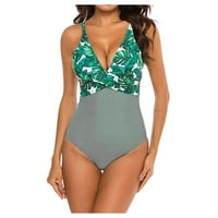 Nevine Mint Zelene s ženski jedno kupaći kostim V vrat skelopiran nisko leđa