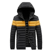 Muška jakna za puffer Zimski topli kaput Boja blok topli zimski kaput s crnom kapuljačom 2xl