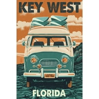 Dekorativni ručnik za čaj, pregača Key West, Florida, Letterpress, Camper Van, Unisex, Podesivi, organski