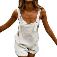 WHLBF Ljetno čišćenje Ženske kratke hlače Ležerne pamučne i posteljine čvrstih kožnih džepova