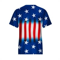 Ženska dana nezavisnosti Shirt Mashirt Summer Loose V izrez Beach Tee American Flag Print majica Modna