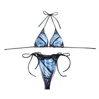 Plus size kupaći kostimi za žene modno kupaće kostim visokog struka dva podijeljena kupaći kostim plave