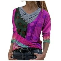 Ženski vrhovi ženske bluze s dugim rukavima, casual grafički otisak modne posade Thirts CACTS Purple