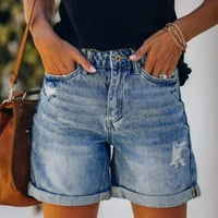 Žene Ljetna pantnija kratka Jean High Squik tanka rupa kratka hlače sa džepnim ljetnim labavim kratkim