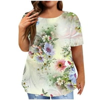 Trendy Cleancen Žene vrhovi Crewneck košulje Ležerne prilike Ležerne prilike Floral Ispiši Ljeto Basic