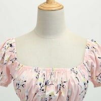 Maturalne haljine za žene retro vintage retro posade izrez s kratkim rukavima cvjetna print večernje