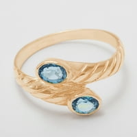 Britanci napravio je 10k ružino zlato prirodni plavi topaz ženski prsten za bend - Opcije veličine -