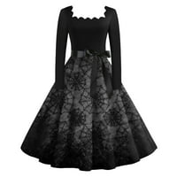 HHEI_K Dugi rukav Maxi haljina za žene Ženska casual moda Print Vintage haljina s dugim rukavima