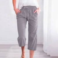 Cleariance ženske plus veličine pantalone cadualne boje elastične labave hlače ravno široke pantalone