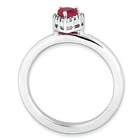LE & LU Sterling Silver Spacables Izrazi cr. Ruby Heart Diamond Ring LAL10045