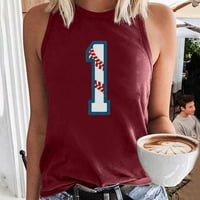 Ženski bejzbol tiskani rezervoar vrhunskog rukava bez rukava ljetna šarena majica ženske dnevne odjeće