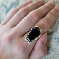 Lijesni prsten Prirodni crni na prstenu Sterling Silver Rings Dainty Ring Gemstone Ring Bohemian Nakit