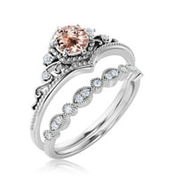 Artisan Modern Ring Art Deco 2. Carat Round Cut Morgatite i dijamantni prsten za uključivanje krune,