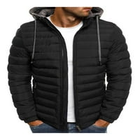 Coduop Muškarci Zimska jakna Čvrsta boja s kapuljačom dugih rukava sa džepovima sa džepovima