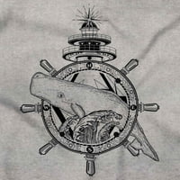 Nautički kitov točak Duhovna životinja V-izrez T majice Muškarci Žene Brisco Marke m