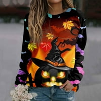 Umitay zip up dukseve za žene Ženska povremena moda Halloween Print Dugi rukav O-vrat pulover