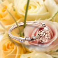 Dazzling Boho & Hippie 1. Carat Round Cut Morgatite i Diamond Moissite Classic Inspirirani zaručnički prsten, jedinstveni vjenčani prsten za uvijanje u 10K čvrstih ružičastog zlata, Obećaj prsten, obdarniji poklon
