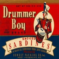 Bubnjar Boy Dimljeni sardine za poster Print Retrolabel