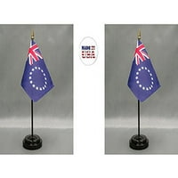 Napravljeno u sad. Cook Islands Rayon 4 X6 minijaturni uredski stol i male ručne mahačke zastavama za zastavu uključuje stalden za zastavu i male mini kuharske otoke zastava