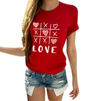 Ljubavna bluza TEE Valentine majica T dan ženski ženski srčani kratki rukav Ispiši ženske majice