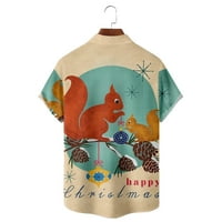 Muška božićna odjeća vrhunska uzorak vjeverice Ispis Ležerne košulje od nasipa Havajska kratka rukava