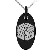 Slovo od nehrđajućeg čelika S početna 3D kocka BO monogram ugraviran malog ogrlice od ovalnog šarma