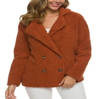 Ženski pahuljasti džemper za kardigan zimsko toplo nejasno jakna od runa Otvorena prednja kaput sa džepovima