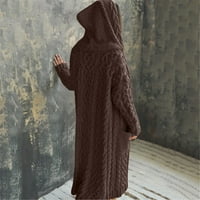 Dukseteri za ženska odjeća za žene Ženski ležerni kaput Vrhunsko zimsko kaput sa kapuljačom dugim kardiganskim