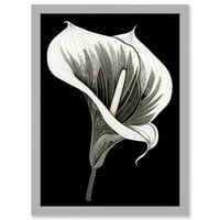 Batik stil crno-bijeli Calla Lily cvjetna umjetnička djela uokvirena zidna umjetnost Print A4