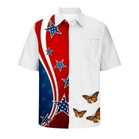 Odeerbi 4. jula Patriotska havajska majica za muškarce Ležerne prilike modne ogrlice na vrhu tiskane