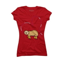 Sloth Love Valentines Day Poklon Juniors Red Graphic Tee - Dizajn ljudi M