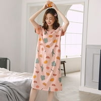 Dreck Maxi haljina za žene Ženska svilena mlijeko kratko ispisano pidžama majica na rukavu Casual Pajamas