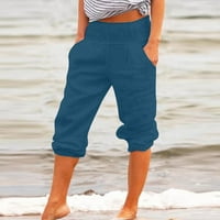 qolati capris pantalone za žene Dressy casual vučna kasuta vike struka pamučne pamote ljetna plaža udobna