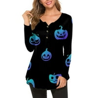 Umitay majice s dugim rukavima za žensku modnu casual dugih dugih rukava za Halloween Ispis pulover