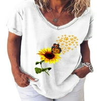 Žene V-izrez kratki rukav suncokret labav majica Plus size Blosue Tee