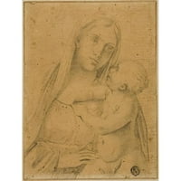 Nakon Domenichino Crna ukras uokvirena dvostruki matted muzej umjetnosti pod nazivom: Djevica i dijete