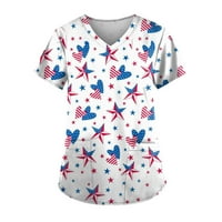 Ecqkame Plus veličine za žene vrhovi raglan majica za čišćenje neovisnosti Žene V-izrez Casual s kratkih