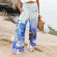 Farstey široke noge Ljetne hlače Žene Naplaćene pune boje Casual Beach Thatrous Pantalone Labavi fit